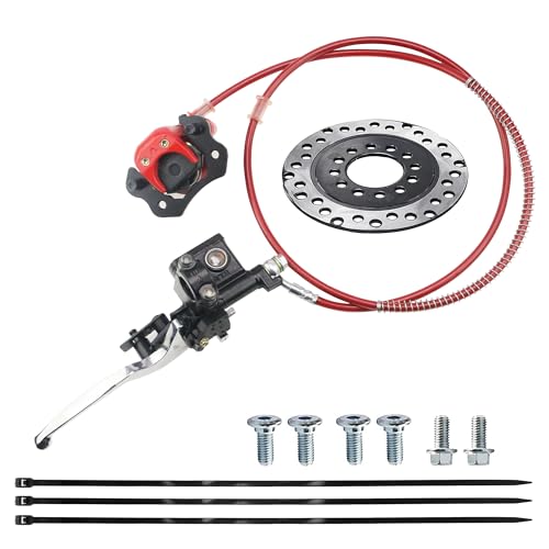 PRO BAT 125CC ATV Hydraulic Rear Disc Brake Kit with Caliper Brake Rotor - color: Red
