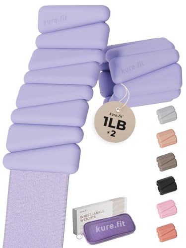 Pilates Wrist & Ankle Weights | Adjustable Weighted Bangles | 1/2/3LB Each - color: Lilac, size: 1 LB