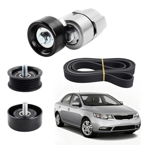 Tensioner, Idler Pulley & V-Ribbed Serpentine Belt Kit for K-ia & Hyu-ndai - size: 2528125000