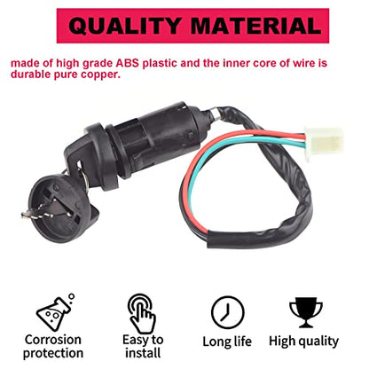 4 Pack Ignition Key Switch with Cap for 50cc 70cc 90cc 110cc 125cc 150cc 200cc 250cc TaoTao SUNL ATV Dirt Bike Electric Scooter 4 Wheeler Chinese Quad