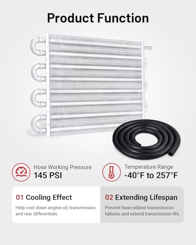 EVIL ENERGY 5/16" Transmission Oil Cooler, 8 Pass Tube and Fin Cooler Kit Universal Aluminium Silver - color: Silver, size: 8 Pass