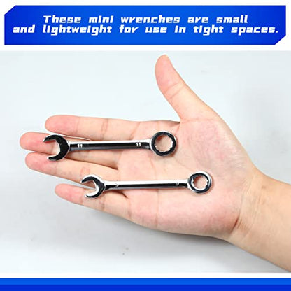 Small Wrench Set Metric 10 Pcs 4mm To 11mm Open End And Box End Spanner Wrenches with Key Ring, Ignition Wrench Set Standard with Portable Storage Pouches - style: Metric