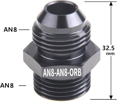 8AN Flare to 8AN ORB Fuel Pump Rail Adapter, Aluminum, Black, 2PCS - size: AN8-AN8