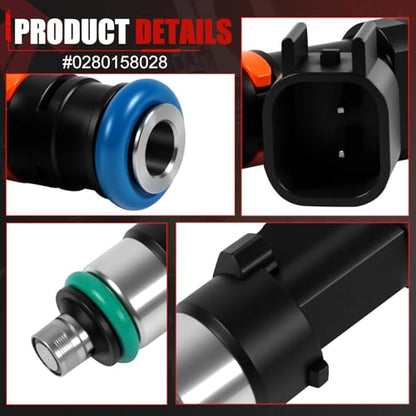 0280158028 Fuel Injectors Set of 6 Compatible with 2008-2010 Avenger 2.7L - color: F-0280158028
