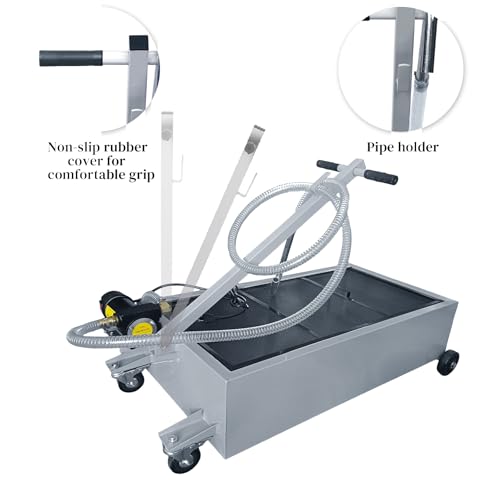25 Gallon Low-Profile Oil Drain Pan with Electric Pump, Gray - color: Gray, size: 25 Gallon