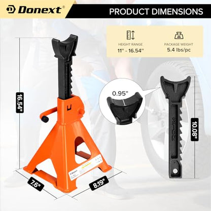Jack Stands 3 Ton (6,500 lb) Capacity Steel, 1 Pair Orange Lifting Stand Adjustable Jack Stands - color: Orange