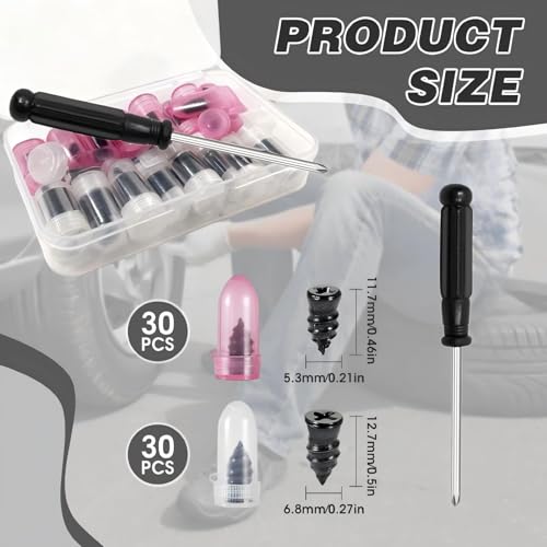 60Pcs Tire Plugs Screw - Quick Fix Screw-in Tire Plug Kit