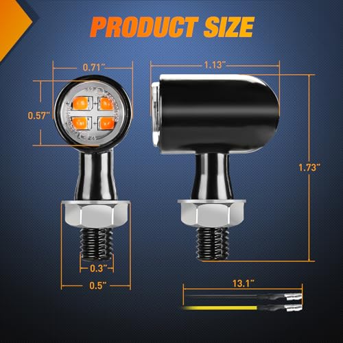 Nilight Motorcycle LED Turn Signal Lights, for Harley Honda Kawasaki Yellow - color: Amber Motorcycle Turn Signal Light