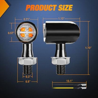 Nilight Motorcycle LED Turn Signal Lights, for Harley Honda Kawasaki Yellow - color: Amber Motorcycle Turn Signal Light