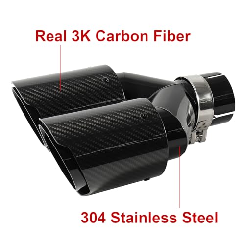 Carbon Fiber Dual Exhaust Tip 2.5 Inch Inlet 3.5 Inch Outlet Dual Carbon Fiber Exhaust Tip - size: 2.5 Inlet 3.5 Outlet