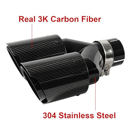 Carbon Fiber Dual Exhaust Tip 2.5 Inch Inlet 3.5 Inch Outlet Dual Carbon Fiber Exhaust Tip - size: 2.5 Inlet 3.5 Outlet