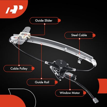 A-Premium Rear Driver Side Power Window Regulator with Motor (2-Pin)