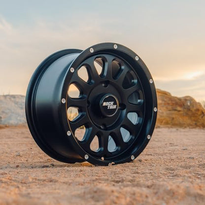 RockTrix RT111 14x7 ATV UTV Wheel 4x156 5+2 Offset, Matte Black, 4pc Set - size: 14x7 (5+2) 4pc