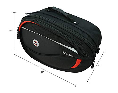 Niche 2pcs Deluxe Motorcycle Saddle Bag, Side Bag, Pannier for Street Bike and Sports Bike, Expandable and Waterproof Travel Bag NMO-8209