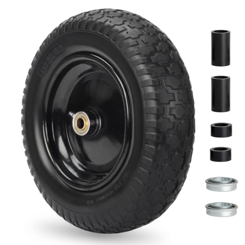 GICOOL 14.5" 3.50-8" Wheelbarrow Flat Free Tire and Wheel for Trolley Dolly - size: 3.50-8 (1 Pack)