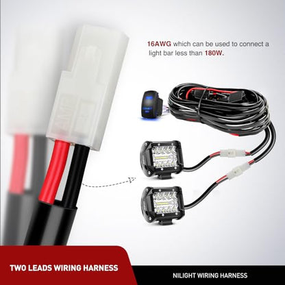 Nilight 2PCS 4 Inch Flood LED Light Pods Kit 18W - color: 2Pcs 18W 4Inch LED Flood Light w/5Pin Wiring Harness