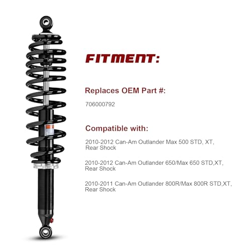 Monotube Rear Shocks, Shock Absorber, Struts for Can-Am Outlander Max 500 STD, XT; 650/Max 650 STD, XT; 800R/Max 800R STD, XT; OEM#: 706000792, Amortiguadores Can-Am Outlander 500/650/800