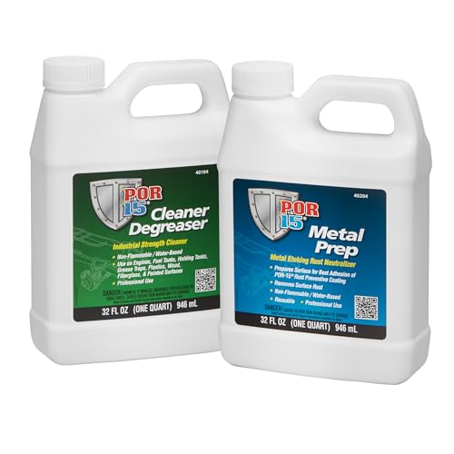 POR-15 Stop Rust Preparation System - Cleaner Degreaser and Metal Prep, Non-flammable and Water-based, 32 Fluid Ounces, 1-quart each - size: 32 Fl Oz (Pack of 2)