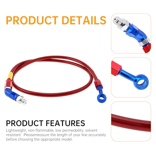 Windance 39inch/100cm 28 Degree Banjo 45 Degree Joint M10 Hydraulic Brake Oil Hose Stainless Steel Braided Brake Line for Motorcycle Scooter ATV Dirt Pit Bike (Red, 39inch/100cm) - color: Red