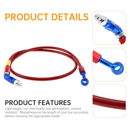 Windance 39inch/100cm 28 Degree Banjo 45 Degree Joint M10 Hydraulic Brake Oil Hose Stainless Steel Braided Brake Line for Motorcycle Scooter ATV Dirt Pit Bike (Red, 39inch/100cm) - color: Red