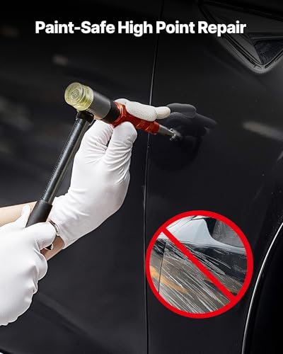 VEVOR Dent Puller Kit, Paintless Car Dent Removal Tool, Auto Fender Damage Repair Puller Lifter with Curved Rod, Crowbar, Rubber Hammer, Airbag, Detachable & Repair Pens, Replacement Heads Tools Kit
