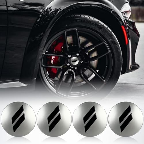 63mm=2.5 inches-Slash Wheel Center Cap Covers Hub Cap Emblem Badge Compatible with Jeep & Chrysler & Dodge Charger Challenger Durango Dart (Silver Black) - color: Silver Black