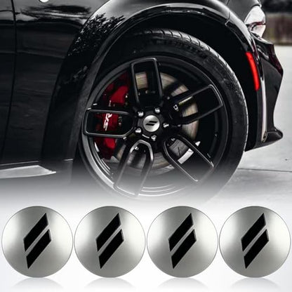 63mm=2.5 inches-Slash Wheel Center Cap Covers Hub Cap Emblem Badge Compatible with Jeep & Chrysler & Dodge Charger Challenger Durango Dart (Silver Black) - color: Silver Black