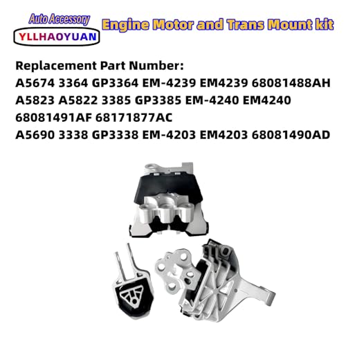 Yllhaoyuan Complete Set of 3 Motor Mounts for 2013-2016 Dart 2.0L 2.4L - size: 2013-2016 Dodge Dart 2.0L 2.4L