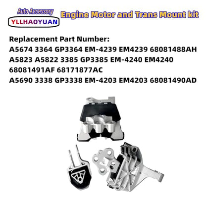 Yllhaoyuan Complete Set of 3 Motor Mounts for 2013-2016 Dart 2.0L 2.4L - size: 2013-2016 Dodge Dart 2.0L 2.4L