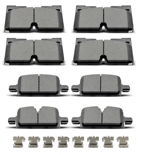 D2173 D2174 Front Rear Ceramic Brake Pads With Clips For Chevrolet Silverado 1500 2019-2022,Suburban 2021-2022,Tahoe 2021-2023,Cadillac Escalade/ESV 2021-2022,GMC Sierra 1500 2019-2022,Yukon 2021-2023 - size: D2173 D2174