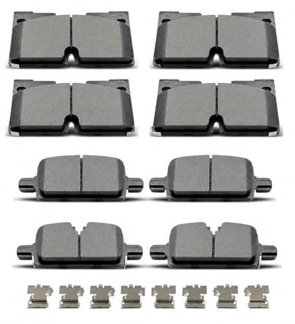 D2173 D2174 Front Rear Ceramic Brake Pads With Clips For Chevrolet Silverado 1500 2019-2022,Suburban 2021-2022,Tahoe 2021-2023,Cadillac Escalade/ESV 2021-2022,GMC Sierra 1500 2019-2022,Yukon 2021-2023 - size: D2173 D2174