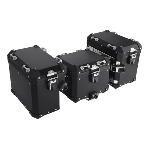 TCMT Trunk Top Box Saddlebags Side Case Fit For BMW R1200GS/R1200GS Adventure 2013-2018 R1250GS 19-24 F850GS/F850GS Adventure 17-22 F900GS 23-25 - color: Black, size: Saddleabg & Trunk Set
