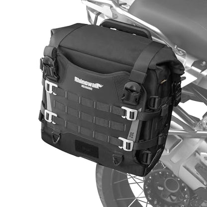 Rhinowalk Motorcycle Saddlebag 20L Waterproof – Compact Quick Release Motorbike Side Bag with Combination Lock, Universal Fit (1 Piece) - color: Black-20L