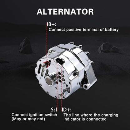JDMSPEED New Alternator Chrome Replacement For Chevy BBC SBC 110Amp 1 Wire High Output RA00114