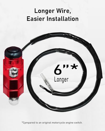 Belinous Motorcycle Engine Kill Switch, Universal Stop Start Switch, Red - color: Red