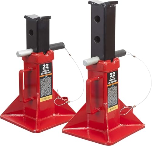 BIG RED 22 Ton Car Jack Stands, Heavy Duty Pin Type Professional Car Jack Stand with Lock, Fit for Supporting Trucks, Trailers and Equipment, 1 Pair - size: 22 ton basic