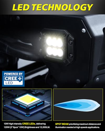 Flush Mount LED Pods 5" 120W CREE LED Bumper Lights for Trucks - color: White Spot, size: 5 Inch Flush