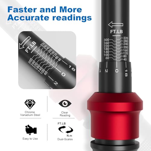 SUERCUP Torque Wrench 1/2-Inch Drive, 40-320Ft.Lb, for Motorcycle & Auto - size: 1/2" 40-320 Ft.Lb/54.2-433.6 N.m
