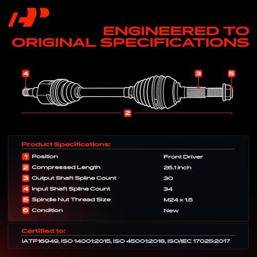 A-Premium Front Left Driver Side CV Axle Shaft Assembly