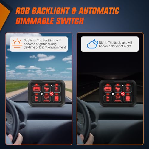 Nilight 6 Gang Switch Panel Relay System w/APP Control Automatic Dimmable - color: RGB, size: 6 Gang Switch 1-side Output