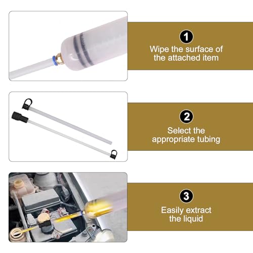 200cc Fluid Extractor Pump, Anti-breakage Plastic Manual Vehicle Filler, Sealed Anti-Splash Tubing-type Oil Suction Pump, Automotive Oil Syringe (White)
