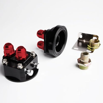 G-PLUS Universal 10 Row AN10-10AN Black Engine Transmission Oil Cooler Kit Oil Filter Relocation Kit Aluminum