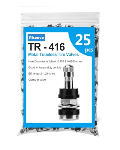 Riseuvo TR416 Metal Clamp-in Tire Valve Stems, 25Pcs