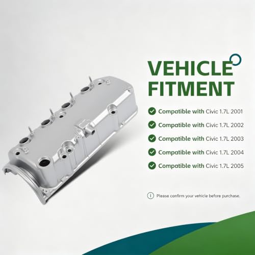Aluminum Engine Valve Cover with Gasket Compatible with Civic 1.7L