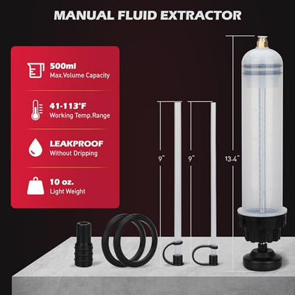 SEDY 500CC Fluid Extractor, Multi-Purpose Oil Syringe, Oil Suction Pump, Manual Extraction and Filling Pump, Automotive Oil Syringe(17.6 Oz./0.45 Qt./500 CC) - style: 500CC