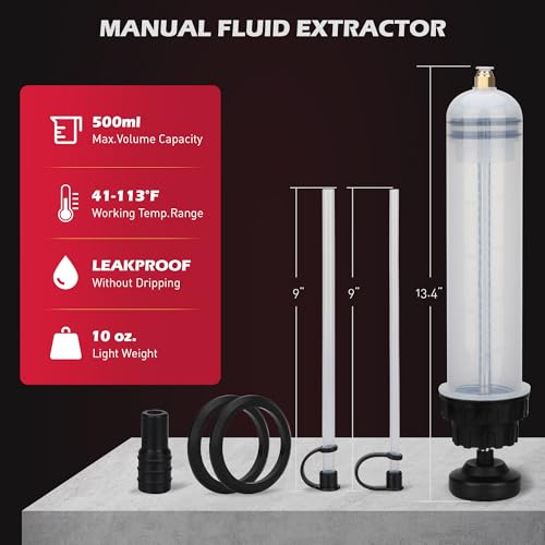 SEDY 500CC Fluid Extractor, Multi-Purpose Oil Syringe, Oil Suction Pump, Manual Extraction and Filling Pump, Automotive Oil Syringe(17.6 Oz./0.45 Qt./500 CC) - style: 500CC
