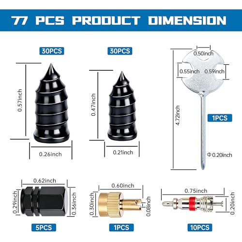 GTILL Tell 77 PCS 3 in 1 Tire Screw Plug Repair Kit - size: 77 PCS