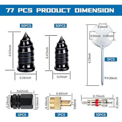 GTILL Tell 77 PCS 3 in 1 Tire Screw Plug Repair Kit - size: 77 PCS