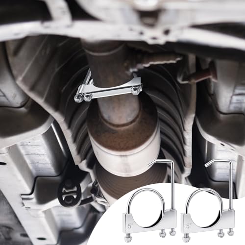 4 Pcs 5 Inch Exhaust Clamp with Hanger, Universal Muffler - size: 5 Inch