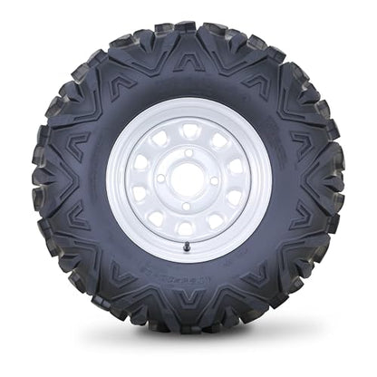 WANDA ATV Tire and Wheel Set 25x8-12 25x10-12 on 4x110mm PCD 5+2 Silver Rim - size: 4x110mm 5+2 wheel